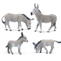 ┇ Realistic Grey Donkey Figurines Cute Animals Toys Model Farm Pasture Plastic Model Toy Gift for Children Kids Collection Figures