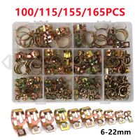 100/115/155/165pcs ฤดูใบไม้ผลิท่อ Clamps 6-22 มม.ชุบสังกะสีฤดูใบไม้ผลิคลิปการใช้สายท่อน้ำท่อ Clamps Fastener PIPE CLAMP-serfgfdtr