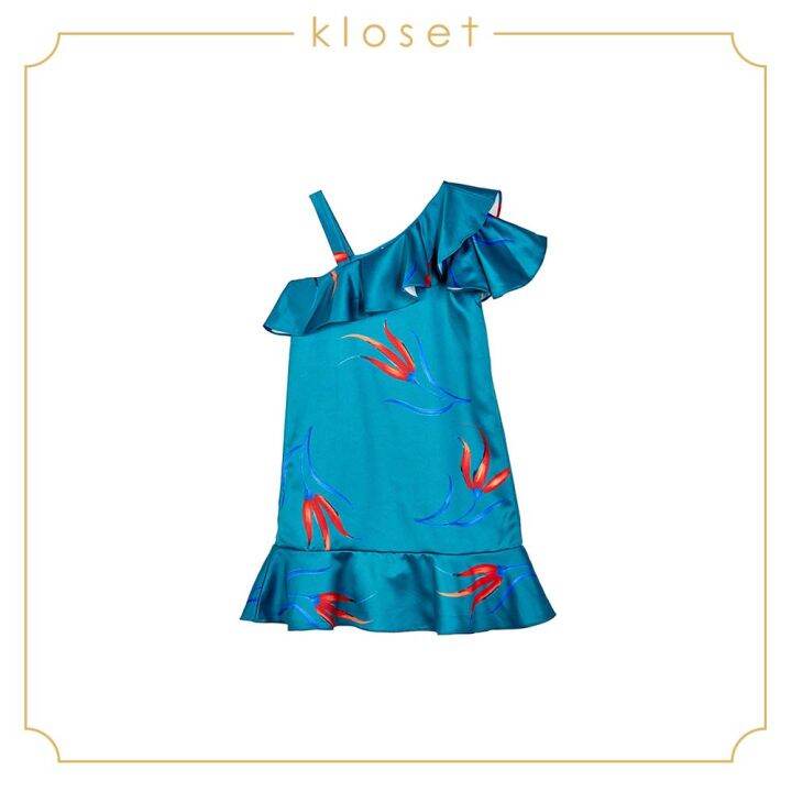 kloset-aw18-kd012-printed-one-shoulder-dress-ชุดเด็ก-ชุดเดรสเด็ก-ชุดเดรสไหล่เดียว