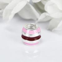 ลูกปัดเงินแท้ solid sterling 925 เคลือบสีEnamel สีชมพู-เลือดหมู สำหรับร้อยสร้อยข้อมือสไตล์แพนโดร่า : มณีธารา MT Jewelry (scm028-2)