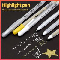 1/3/6ชิ้น0.8มม. ไฮไลต์ปากกามาร์กเกอร์ร่างหมึกสีขาวปากกาหมึกเจลอุปกรณ์วาดรูปศิลปะหัวเล็ก