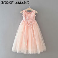 2021 New Flower Girl Dresses Lace Ankle Length Sleeveless Princess Dresses for Party Wedding Show Kids Clothes E1959