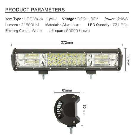 led-light-bar-double-rows-7d-216w-14inch-ไฟรถยนต์บาร์ยาว-ไฟหน้ารถ-ไฟสปอร์ตไลท์รถยนต์-ไฟรถส่องสว่าง-216-วัตต์-ขนาด-14-นิ้ว-สำหรับรถยนต์-offroad-atv-รถกระบะ-รถออฟโรด-เเสงขาว-จำนวน-1-ชิ้น