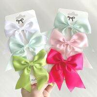 ☋✸ 3Pcs/Set Lovely Solid Color Ribbon Bows Hair Clip for Kids Girls Hairpins Barrettes Handmade Baby Headwear Hair Accessories