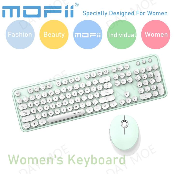 mofii-104คีย์-fullsize-คีย์บอร์ดไร้สายและเมาส์ออกแบบมาสำหรับผู้หญิง2-4g-สาว-kawaii-คีย์บอร์ดน่ารักขนาดเต็มหมวกวงกลม