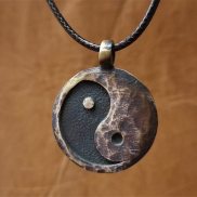 Vintage Ancient Looking Yin Yang Necklace Charm Pendant Necklaces for