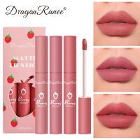 C&amp;M DRAGON RANEE 3pcs Strawberry Lipstick Set Matte Velvet Lip Glaze Set Waterproof Long Lasting Non-fading Non-stick Cup Liquid Lipstick