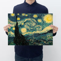 【 F062】 Van Gogh Starry โปสเตอร์ท้องฟ้าตัวอักษรวินเทจ Kraft กระดาษ Series Bar Cafe ตกแต่งภาพวาด