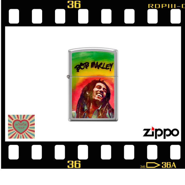Zippo Bob Marley - Accendino Regolare In Cromo Satinato Con Grafica - Antivento E Ricaricabile