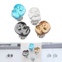 DRELD Clear Crystal Knob Skull Shaped Furniture Handles for Cabinets and Drawers Jewelry Box Pulls Gift Carton Tiny Glass Knob