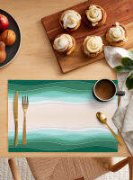 เรขาคณิตบทคัดย่อ Gradient Streamline Ocean Beach Placemat Tableware Mats ห้องครัวจาน Mat Pad 46Pcs ตารางตกแต่งบ้าน