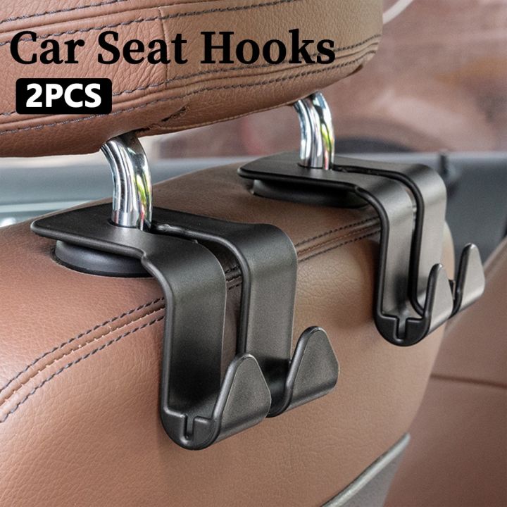 2pcs Universal Car Seat Back Double Hooks Headrest Mount Storage