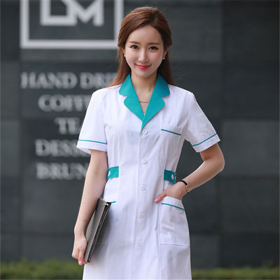 11Style Lab Uniform for Women Uniforms Work Wear Pharmacy White Coat Costume Female Spa Beauty Salon Long Jacket Gown