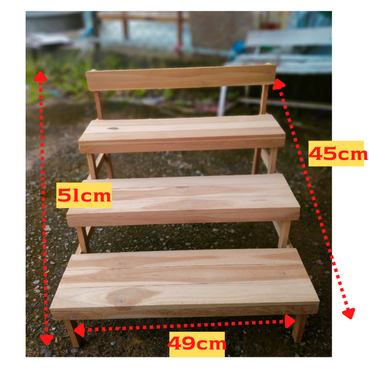 ชั้นวางของไม้3ชั้น-แบบขั้นบรรได-ชั้นวางเครื่องปรุง-ชั้นวางขวด-ชั้นเก็บของ-ชั้นวางของ-พร้อมส่ง-ส่งเร็วมาก-มีเก็บเงินปลายทาง-ขนาด-51x49x45