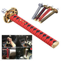 26cm ดาบซามูไรกดปุ่ม Shift Knob Shifter Katana จับสากล 3 อะแดปเตอร์สีแดง