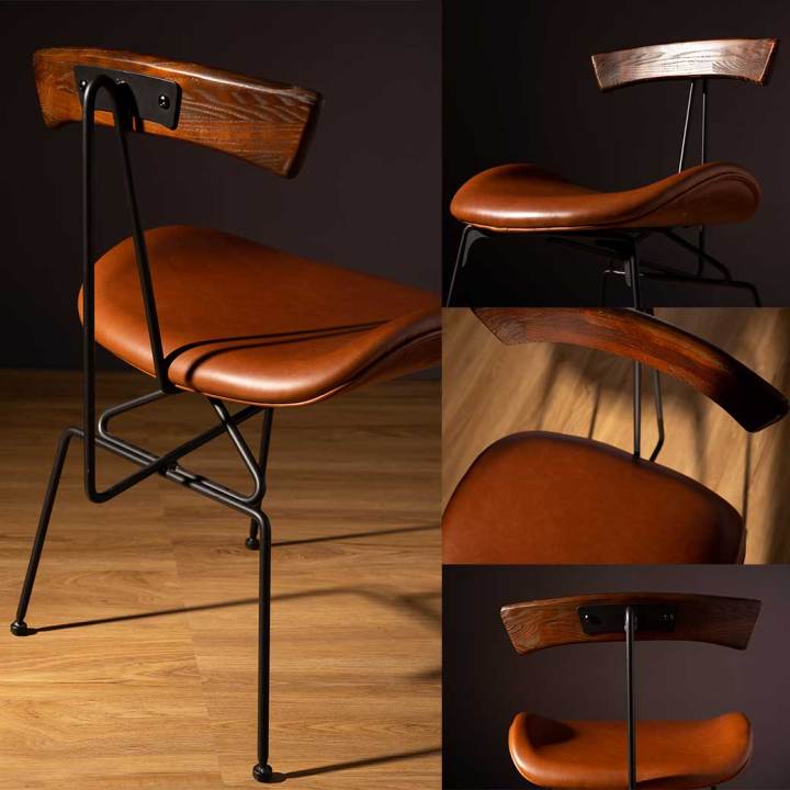 furintrend-เก้าอี้เหล็ก-เก้าอี้นั่งกินข้าว-นั่งพักผ่อน-เบาะหุ้มหนังpu-รุ่น-met-3-brown