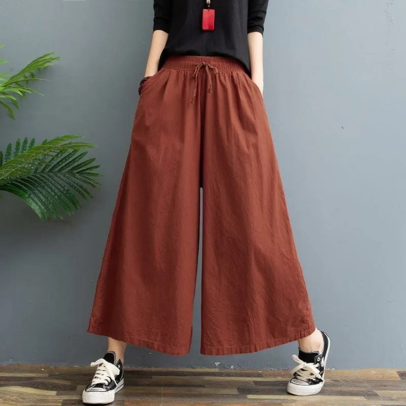 OriGoods Linen Pants for Women Loose Cool Thin Transparent 2023 Summer  Pants Original Design Meditation Zen Linen Trousers B038