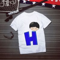 เสื้อยืดตัวอักษรภาษาอังกฤษน่ารักๆ ตัว H การ์ตูนชาย