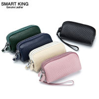 Smart King New Three Zipper Long Wallets For Women Genuine Cow Leather Casual Large Capacirty Ladies Clutch Bag Simple Fashion Phone Bag Coin Purse