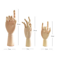 Wooden Hand Figurines Rotatable Joint Hand Model Drawing Sketch Mannequin Miniatures Office Home Desktop Room Decoration