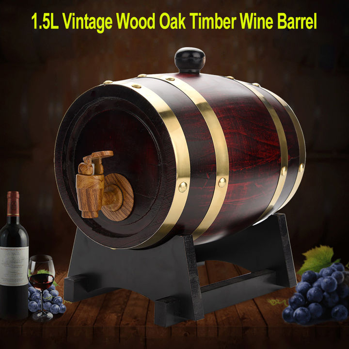 Oak Barrel Vintage Wood Oak Timber Barrel Dispenser for Beer Whiskey ...