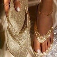 2023 Women Flip Flop Slippers Slides Bling Rhinestone Ladies Shoes Casual Summer Flat Female Crystal Glitter Woman Plus Size 43