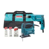 MAKITA DK1186 ชุด จิ๊กซอร์ MAKITA 4327 + สว่าน MAKITA 6412 พร้อมดอกสว่านเจาะเหล็ก-ไม้ และใบเลื่อย จิ๊กซอร์ MAKITA แท้ มาพร้อมในกระเป๋า