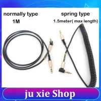 JuXie store 3pole 1M stereo 3.5mm Male to male Jack AUX Audio spring extend connector Cable 90 Degree Right Angle Speaker for PC Headphone