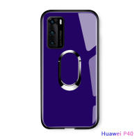 Ucuc Huawei P40 โทรศัพท์กรณีคลาสสิกเชลล์หรูหราแข็ง 360 หมุนแหวนแม่เหล็กผู้ถือยืนกรณีกระจกนิรภัยปลอกป้องกันโทรศัพท์กลับกันกระแทกปก