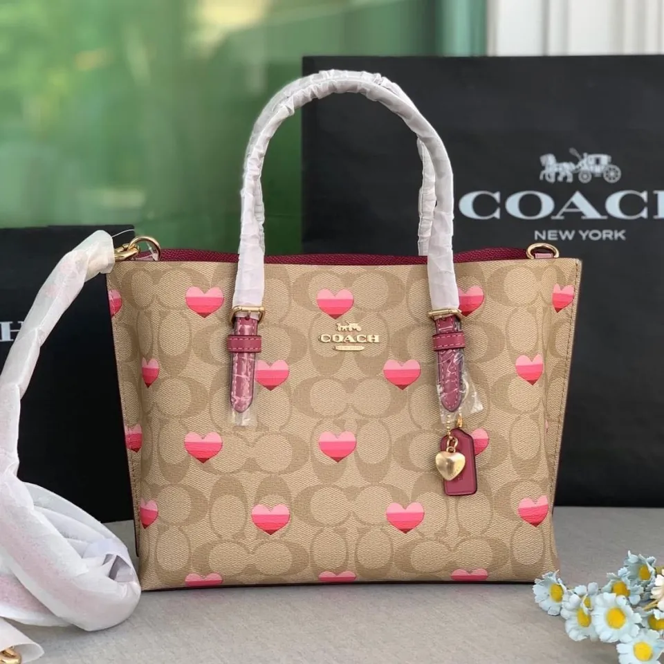 Coach, Bags, Coach Mollie Tote 25 Crossbody In Signature Canvas With  Stripe Heart Print