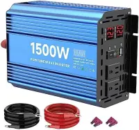 เครื่องแปลงไฟคลื่นไซน์บริสุทธิ์24V DC ถึง110V 120V ตัวแปลงสำหรับระบบพลังงานแสงอาทิตย์แบบกริด RV สำหรับครอบครัวรถที่มีพอร์ต Type-C 3 AC