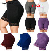 5XL ผู้หญิงขนาดบวก Leggings สั้นด้วยลูกไม้ตัดภายใต้กางเกงกระโปรงเอวสูงแข็งนุ่มยืดกางเกงหญิงสั้น Bottoming...