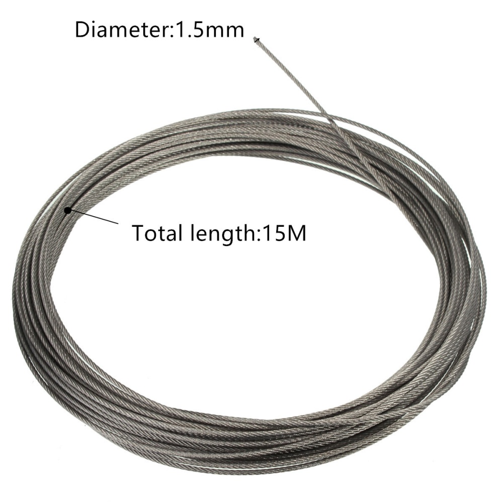 15M 100% Marine Grade 316 Stainless Steel Cable Wire Rope 1/16" 1.5MM 50feet 