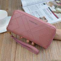 Dompet Embos กระเป๋าสตางค์มีซิปคู่สำหรับสุภาพสตรีกระเป๋าถือคู่ใหม่กระเป๋าโทรศัพท์