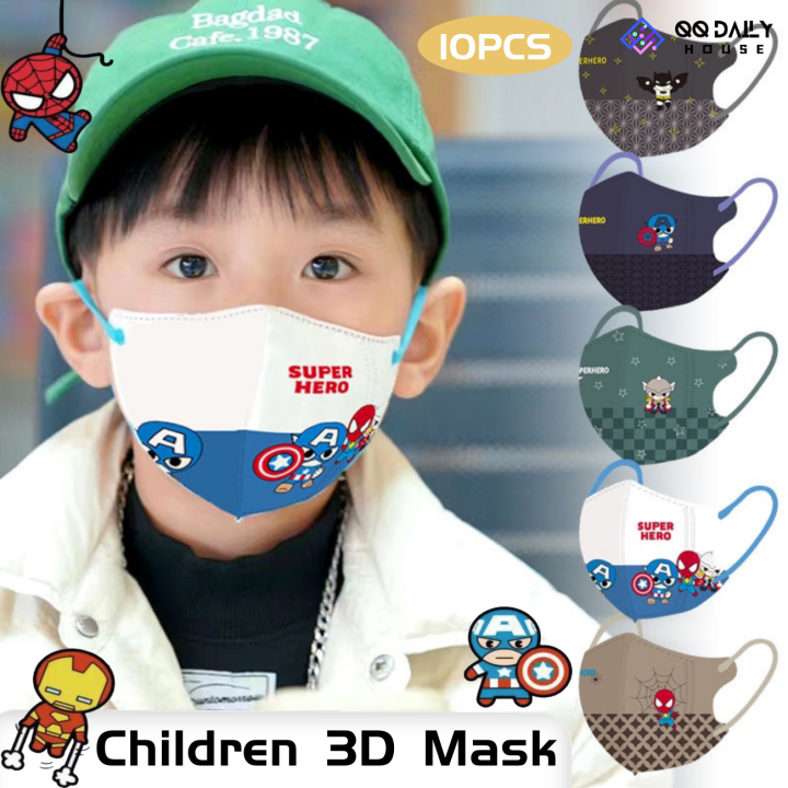 QQ 10PCS Children Face Mask Summer Superhero 312 Years Old Boy Face