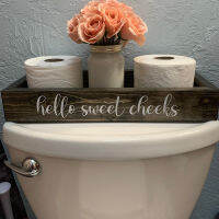 Hello Sweet Cheeks Toilet Paper Tank Tray Caddy Sticker Decal Vinyl Bathroom Shower Room Decor