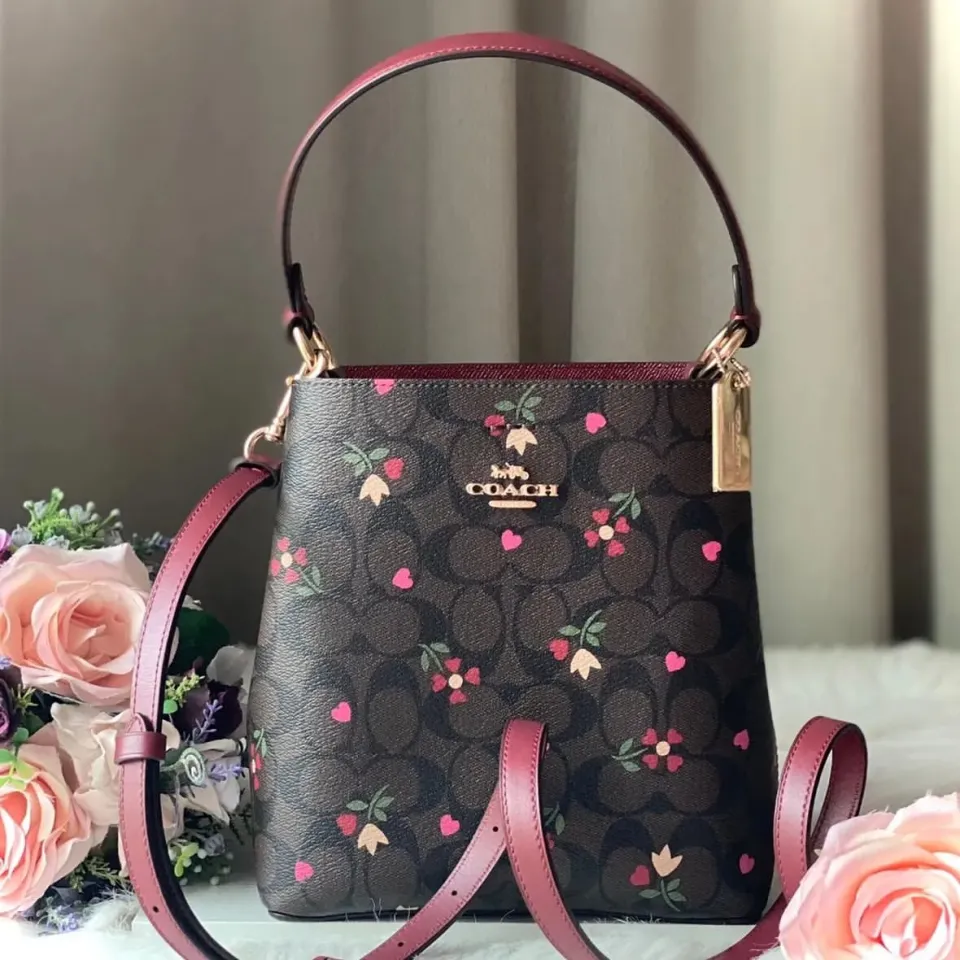 Coach Small Town Bucket Bag in Signature Canvas with Heart Petal Print