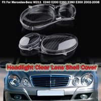 ฝาครอบฝาครอบเลนส์แบบใสเฉดไฟหน้าไฟหน้าเหมาะสำหรับ Mercedes-Benz W211 E Class 2002-2008 E240 AT5 E200 E350อุปกรณ์เสริมรถยนต์