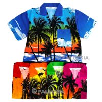 ครบสี ครบไซส์ เสื้อเชิ้ตฮาวาย Hawaiian Shirt Aloha Hibiscus Chaba Flower Art Holiday Green HW283 เสื้อสงกรานต์ เสื้อลายดอก ไซส์เล็ก ไซส์ใหญ่