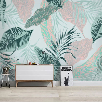 [hot]Custom 3D Mural Wallpaper Blue Watercolor Hand Painted Leaves Photo Fresco Bedroom Study Room Living Room Decoration Wall Paper