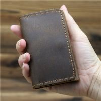Handmade Vintage Genuine Leather Men Wallet Men Purse Cowhide Leather Short Card Wallet For Male Money Clips Money Bags