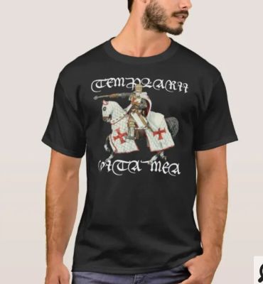 Small Motto With The Image Of The Great Master Of The Templar Tshirt Cotton Mens T New