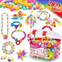 Toys for Girls Kid Jewelry Making Kit Pop-Bead Art Craft Kits DIY celets Toy for Age 3 4 5 6 7 8 Year Old Childrens toy Gift