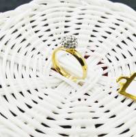 แหวนสีทองชูหัวเพชร ประดับเพชร สวย น่ารักมากๆ ขนาดไซส์ 8 US นิ้ว  N0935