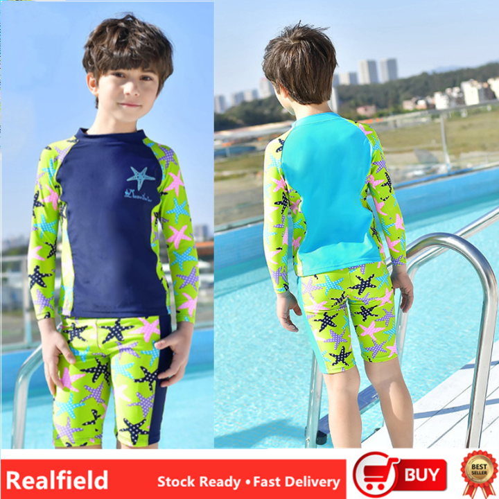 RF 2023 Boys Swimsuits Long Sleeve Tops Bottom Set Swimming Trunks for ...