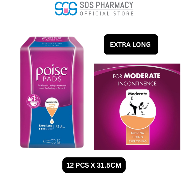 Poise Pads Extra Long Non Wing Incontinence/Adult Diapers (31.5cm/12 ...