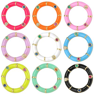 Juya Handmade Creative Enamel Circle Charms Connectoor Hook Clasps Accessories For DIY Neewlework Beads Pendant Jewelry Making DIY accessories and oth