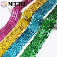 2/5/10Meters 45mm Sequined Elastic Band Lace Trim Stretch Ribbon DIY Dance Dress Clothes Decoration Applique Sewing Accessories