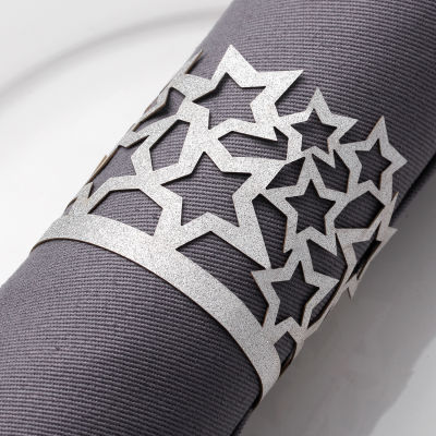 50 pcs Disposable Decoration Star Paper Napkin Rings for Christmas, Table Decoration, Wedding, BBQ