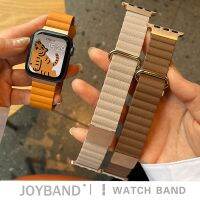 （Bar watchband）Leather Link Loop สายแม่เหล็กสำหรับ  Silicone Band 44Mm 40Mm 41MM 45MMseries 7 65 4 3สร้อยข้อมือ42Mm 38Mm